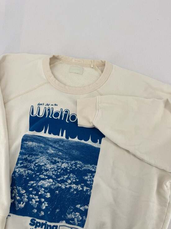 MOTHER Tops - MOTHER Don't Step On The Wildflowers Graphic Sweatshirt Off White
